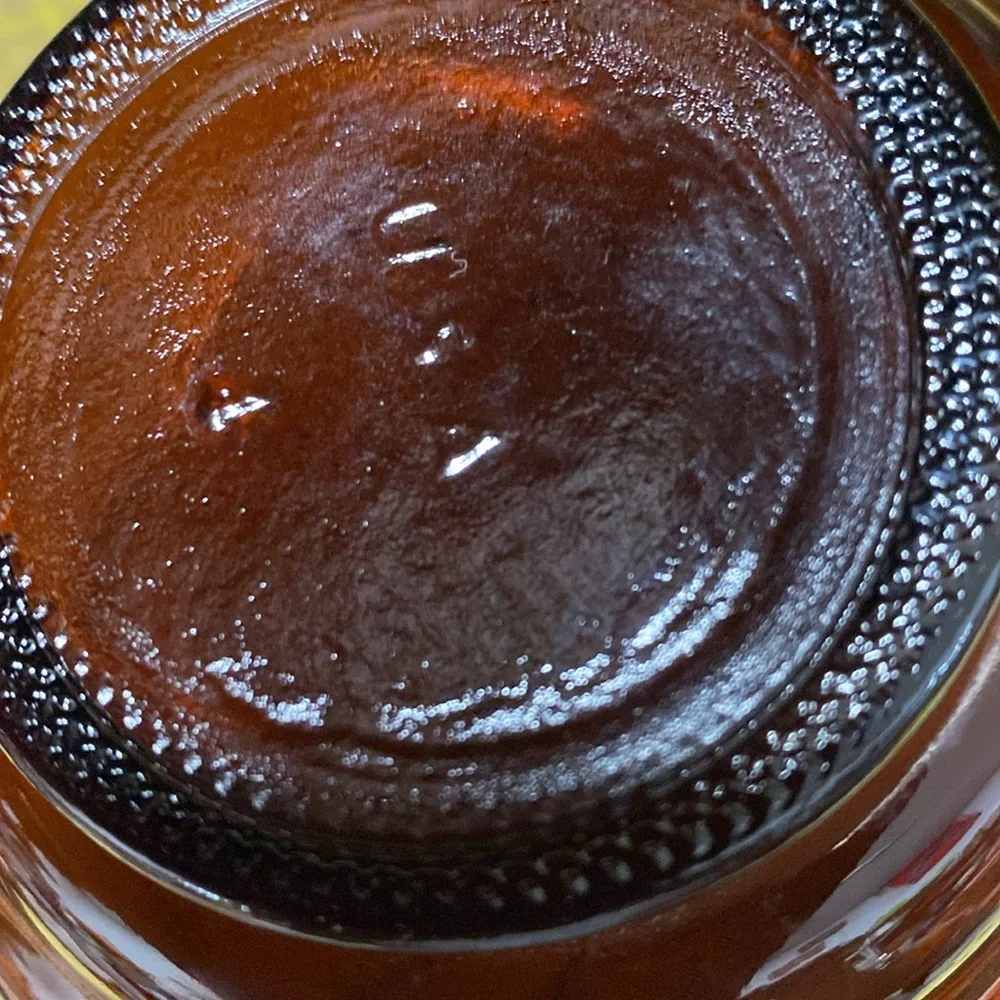 Vintage Amber Glass Ribbed Round Vase USA Vanity Jar 4.5